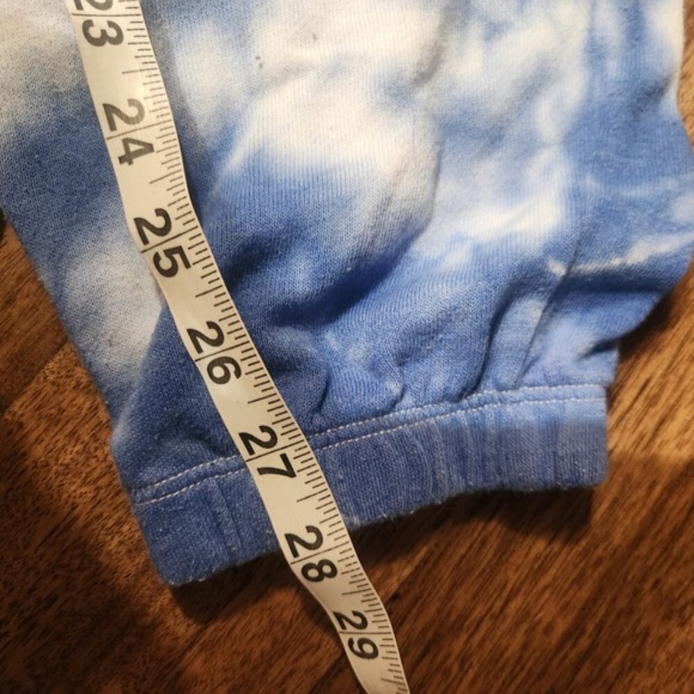 GARAGE Tie Dye Sweatshirt Jogger Pants Lounge Set Blue White P/S Cozy - Picture 6 of 7